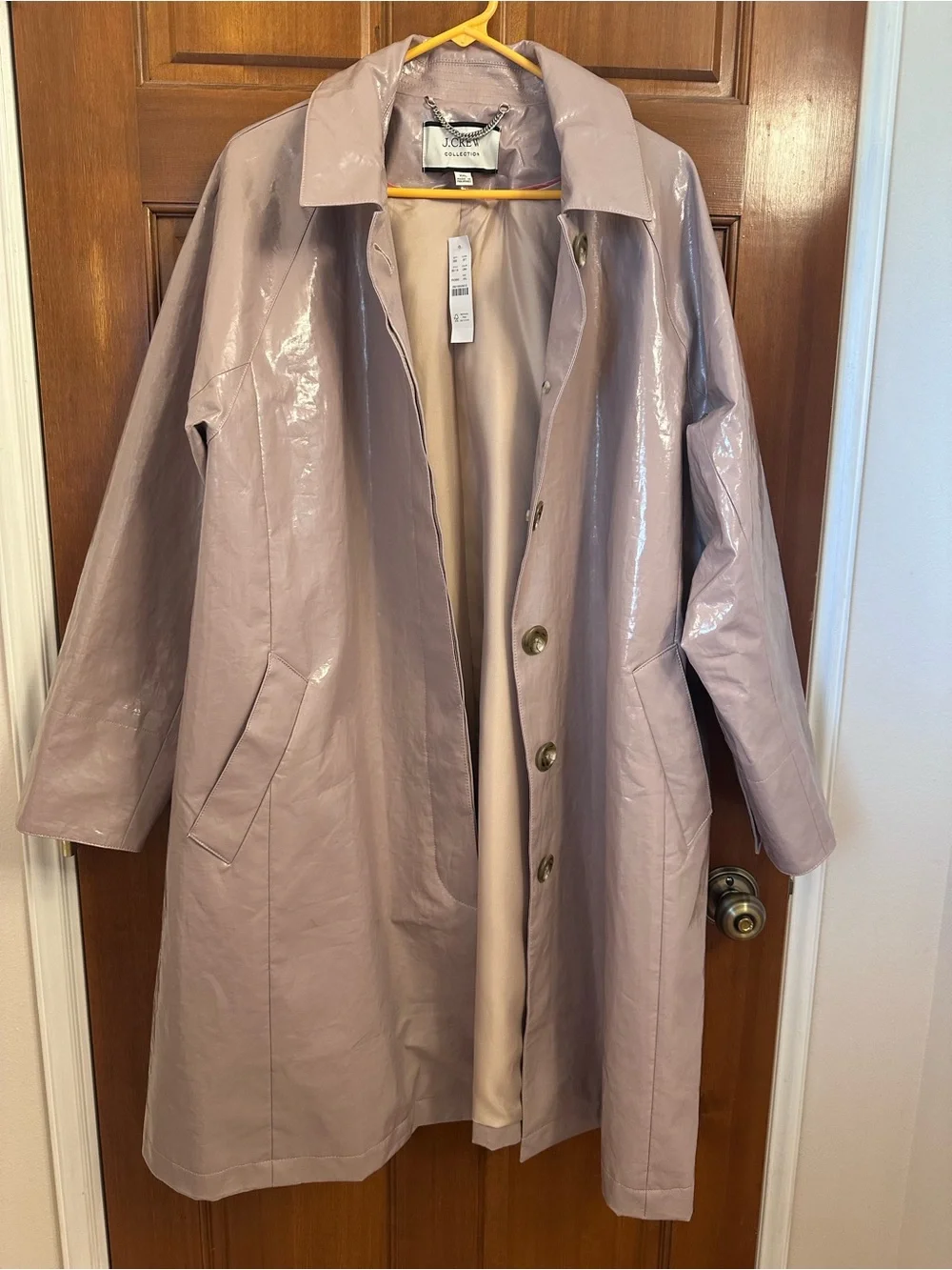 J. Crew Glossy Lavender Trench Coat